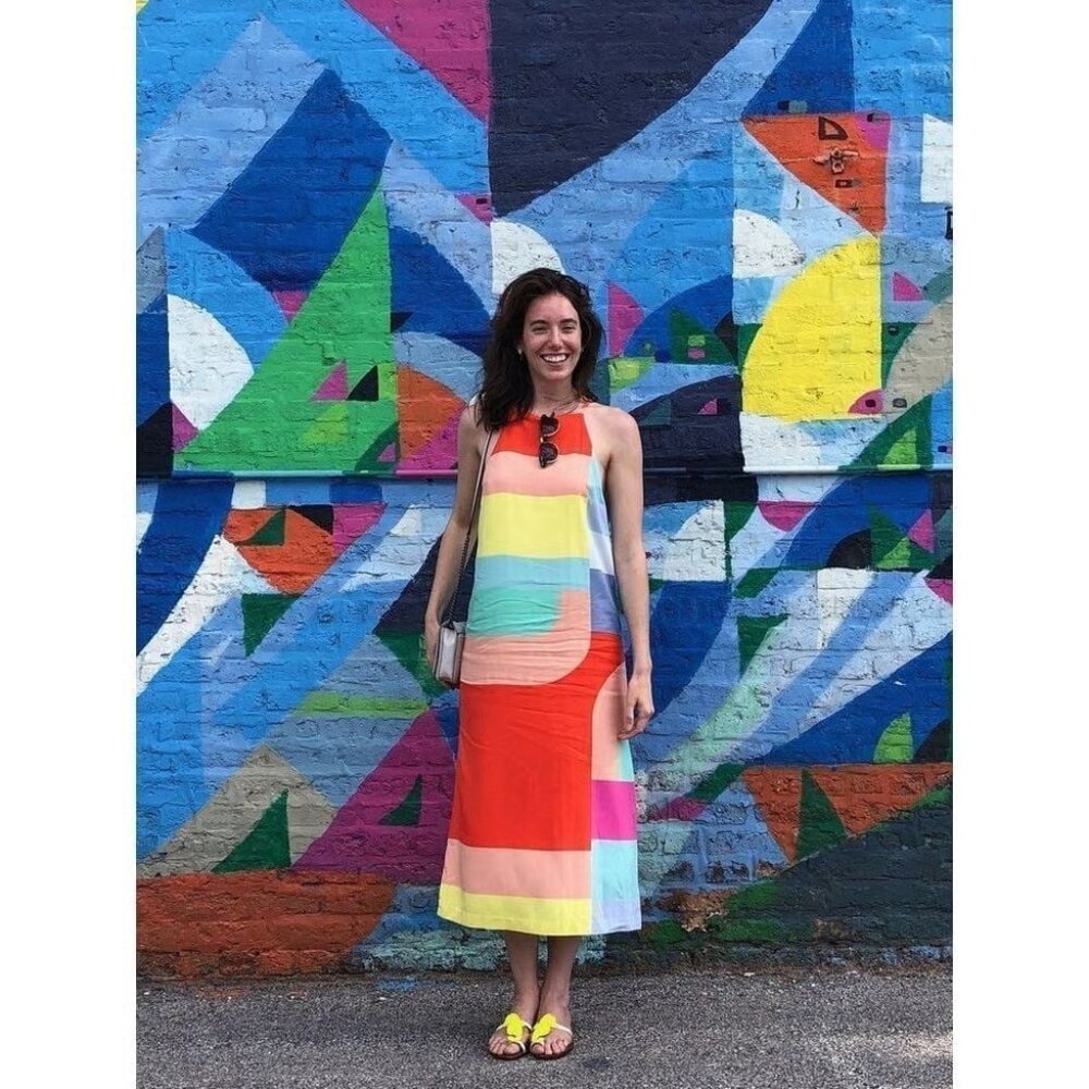 Mara Hoffman rainbow colorblock midi slip dress